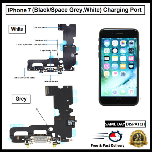 For i Phone 7G / 7 Charging Port Flex ( Black/Grey/White) With Mic 