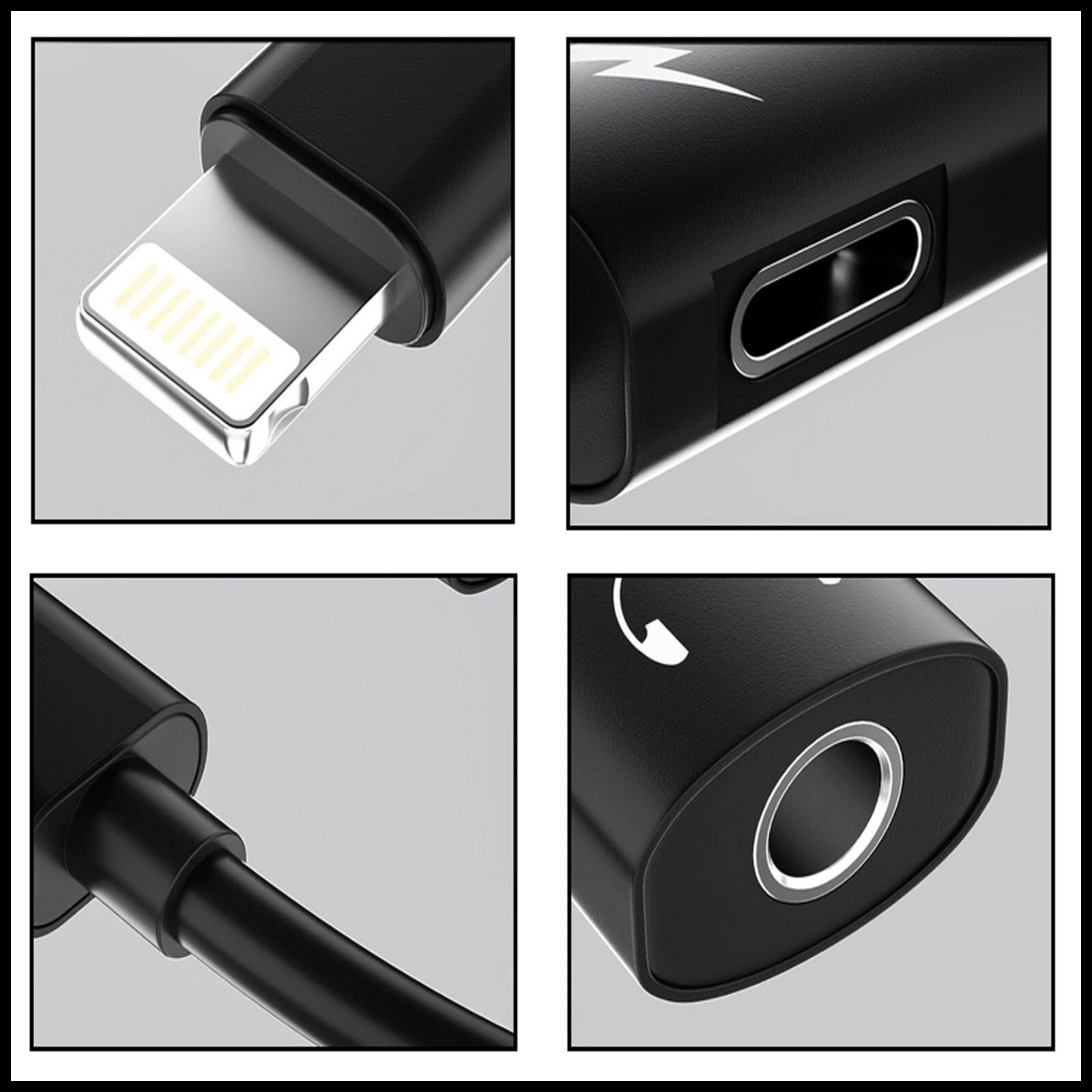 For Budi iPhone to 3.5mm Adapter Dual Port iPhone Audio & Charger Cable 12CM