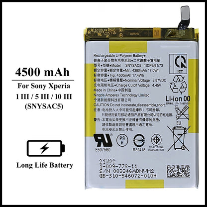 Sony Xperia 1 III/5 III 3/10 III 3(SNYSAC5)4500mAh+ Internal Replacement Battery