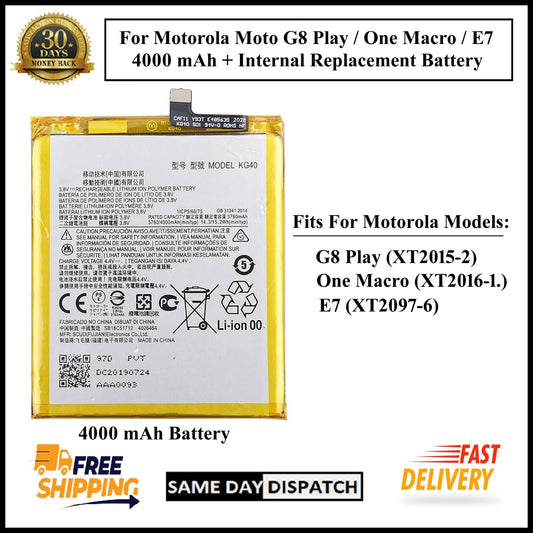 Motorola Moto G8 Play /One Macro /E7 (KG40)4000mAh+ Internal Replacement Battery