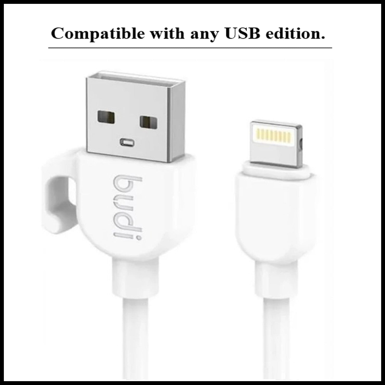 For Budi USB to iPhone 1M Fast Charging Cable 2.4A
