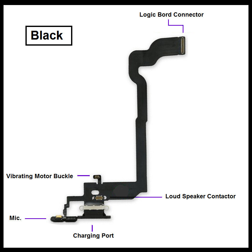 For i Phone Genuine X Charging Port Flex ( Black/Grey/White) With Mic 