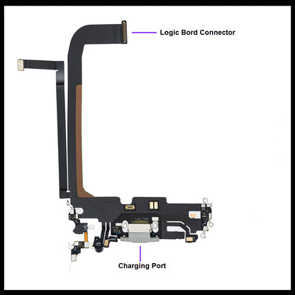 For i Phone 13 Pro Max Original Charging Port Flex ( Black/White)