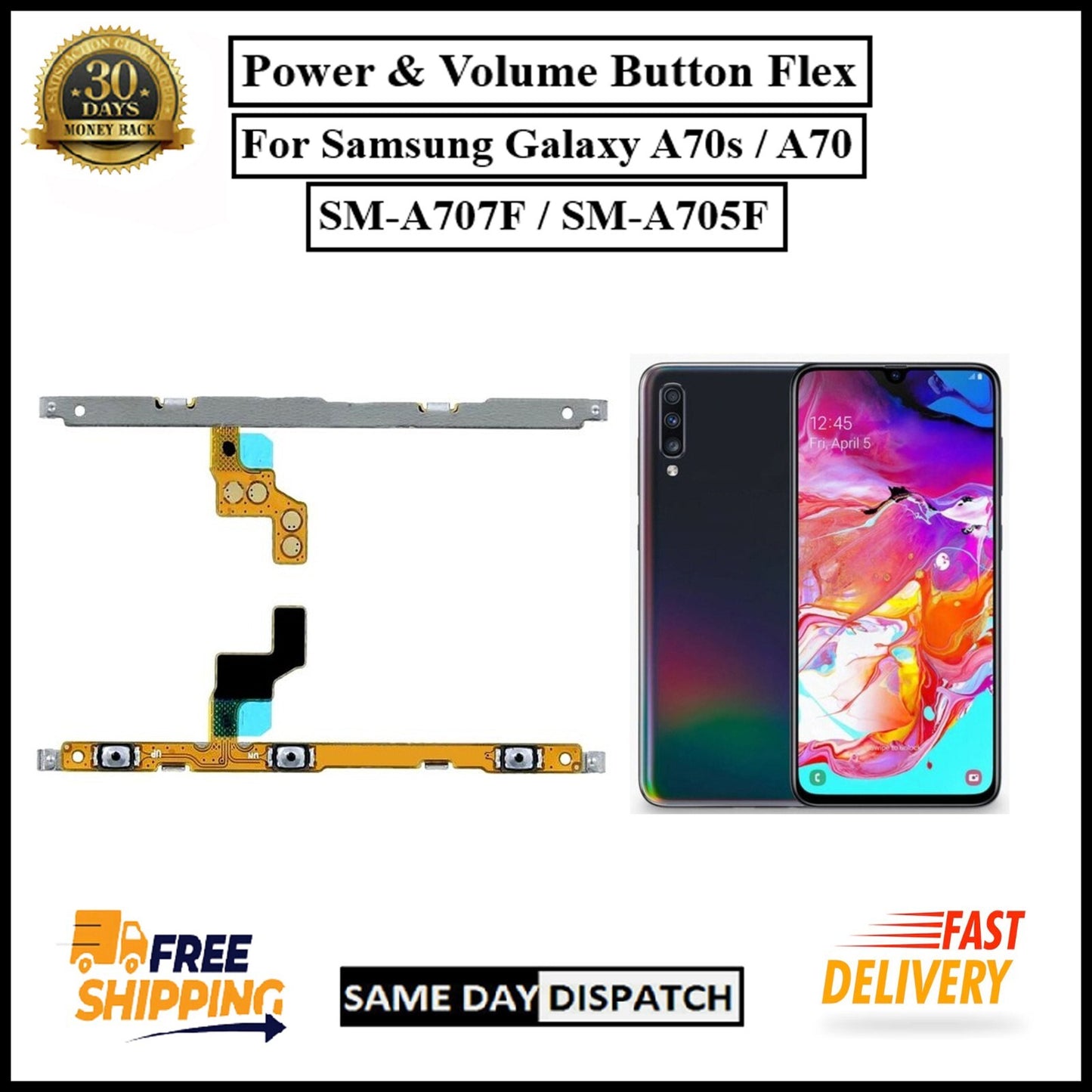 For Samsung Galaxy A70s / A70 Power Flex Cable & Volume Button Flex Replacement
