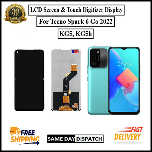 For Tecno Spark 6 Go 2022 / KG5 / KG5h LCD Display Touch Digitizer Replacement