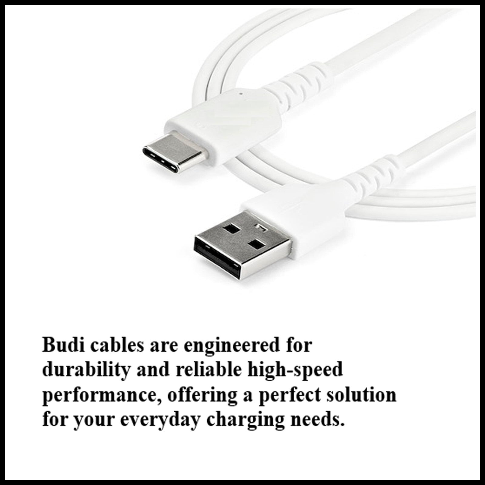 For Budi USB to Type C Fast Charging Cable 3M & For all Mobile Devices