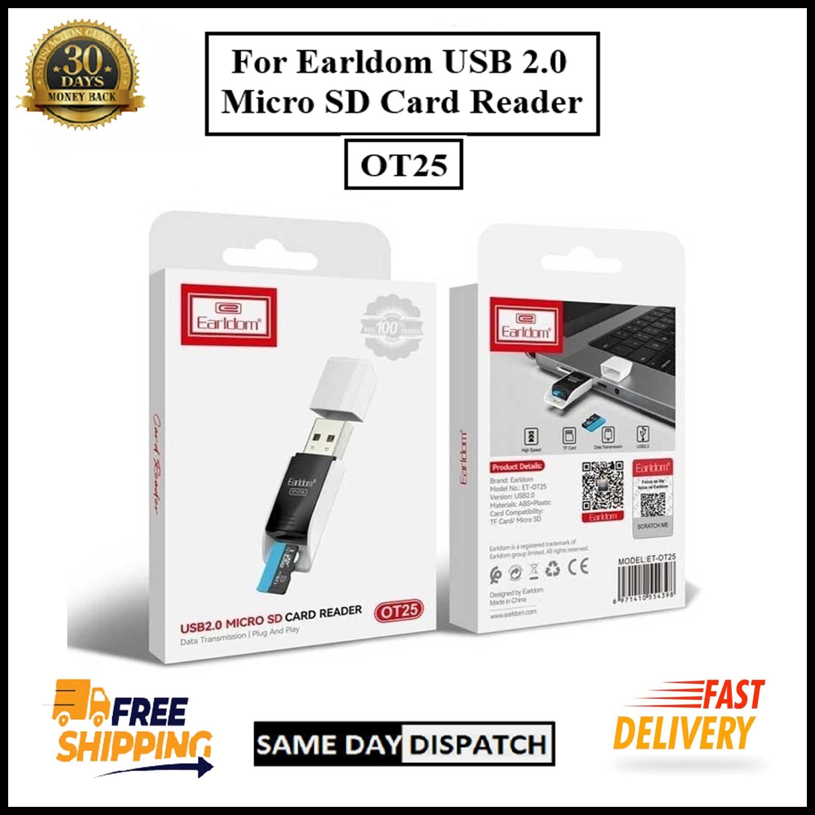 For Earldom ET-OT25  USB 2.0 Micro SD Card Reader-TF Card Adapter for Android,PC