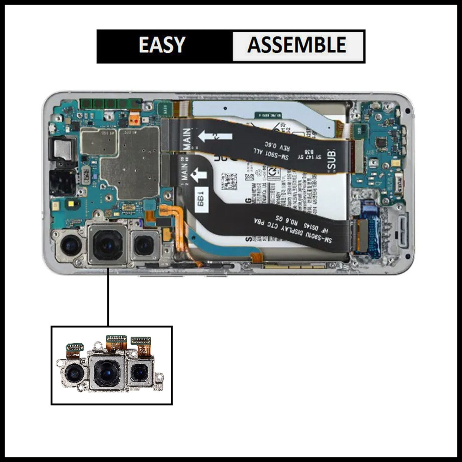 For Samsung Galaxy S22 5G / SM-S901U Genuine Rear (Back) Main Camera Replacement