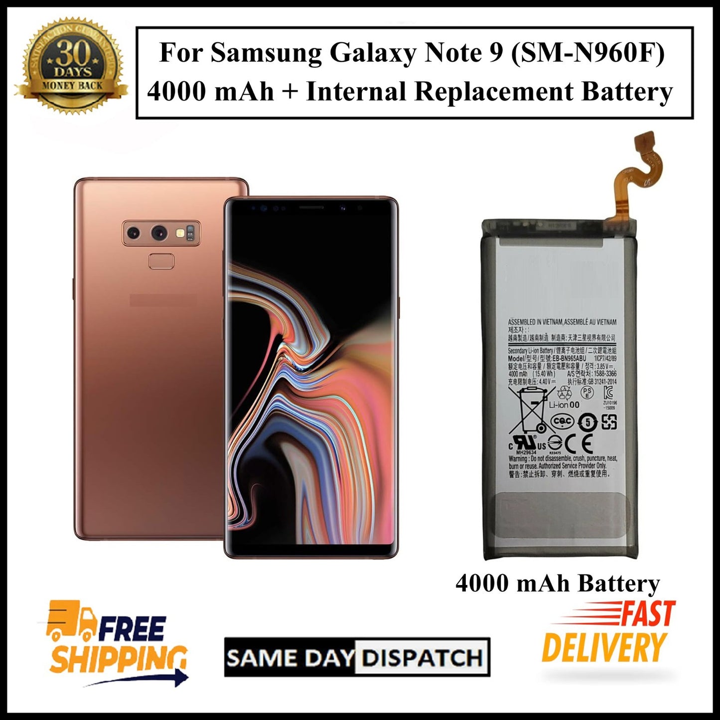 For Samsung Galaxy Note 9 ( SM-N960F ) 4000mAh+ Internal Replacement Battery
