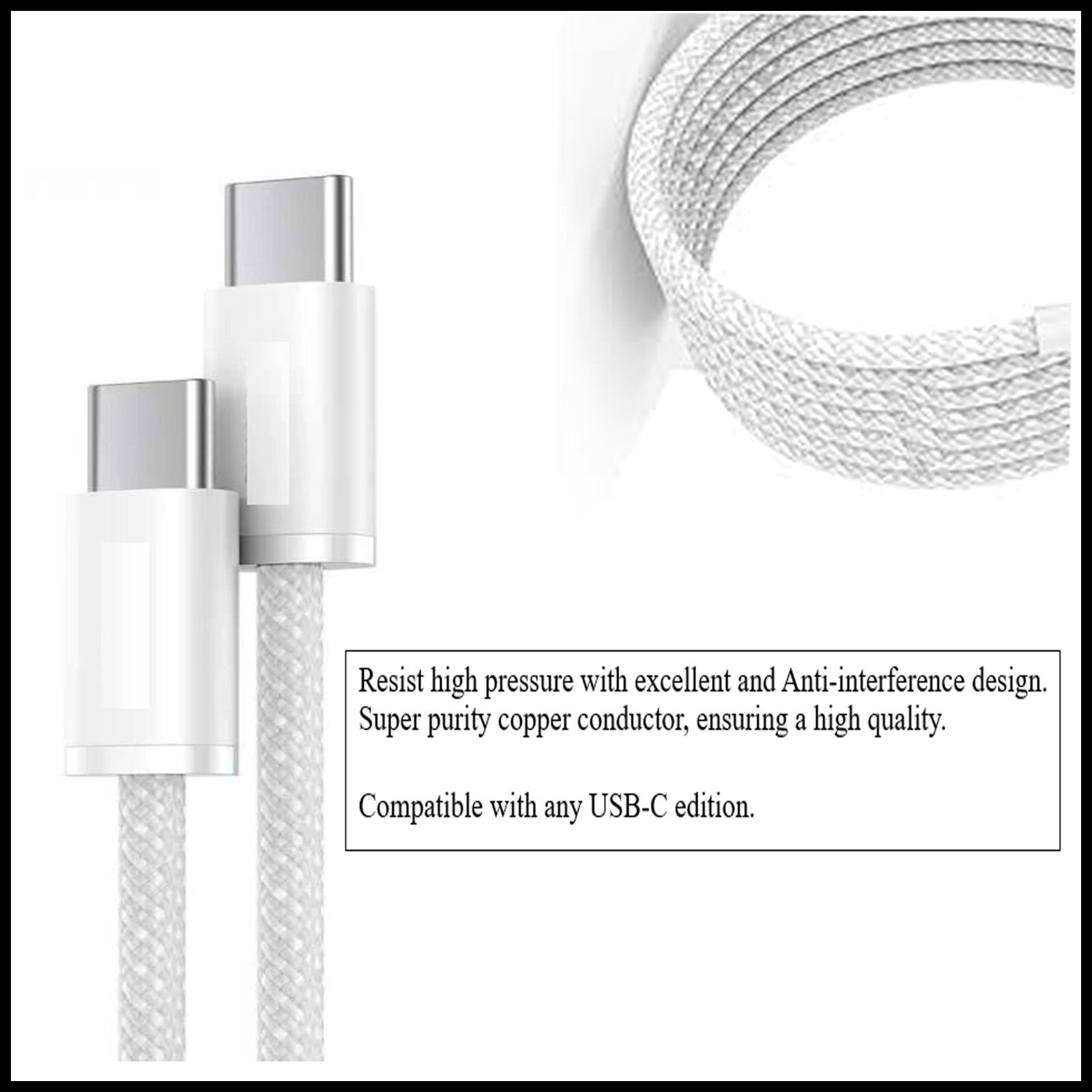 For Budi 65W Type-C to Type-C Braided Fast Charging Cable-1M