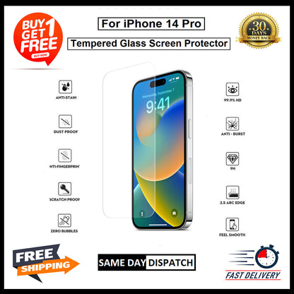 2 Pack Of For iPhone 14 Plus / 14 / 14 Pro / 14 Pro max Tempered Glass Protector