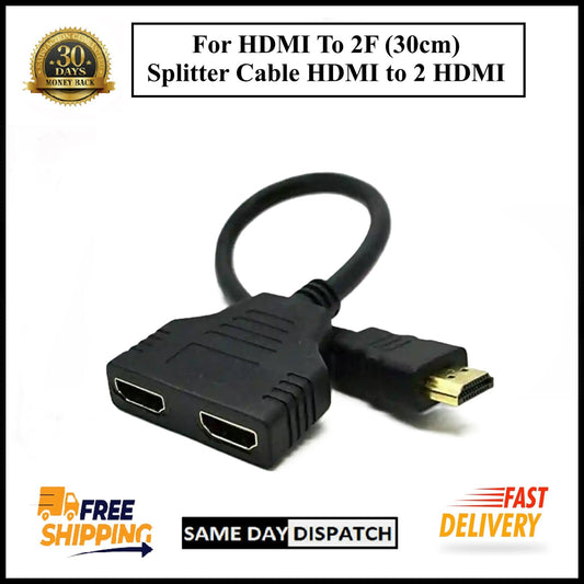 For HDMI Male to Dual Twin HDMI Female 1 in 2 Out Cable Adapter