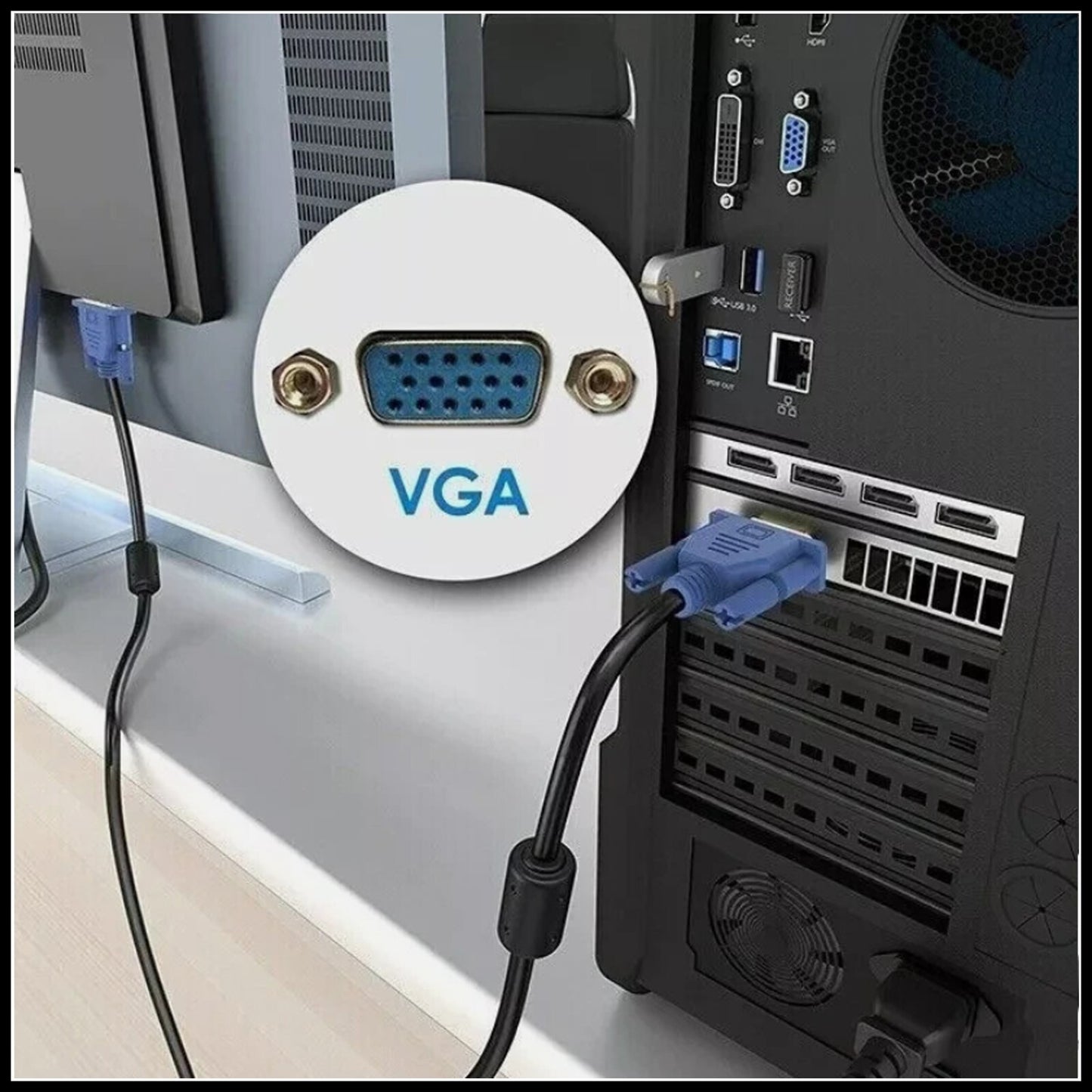 For VGA to SVGA 15 Pin PC Computer Monitor LCD Extension Cable Male to Male