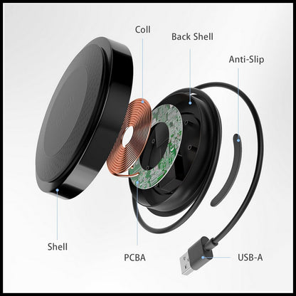 For Budi 10W Wireless Charger Pad For Mobile Devices-Qi Fast Charging USB