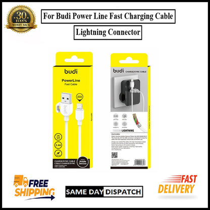 For Budi USB to iPhone 1M Fast Charging Cable 2.4A