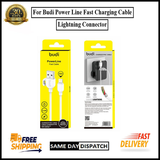 For Budi USB to iPhone 1M Fast Charging Cable 2.4A