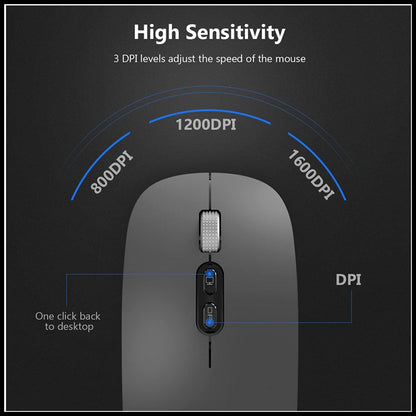 For Dadu Ultrathin Wap USB + Bluetooth Wireless Mouse-3 Mode Connection Silent