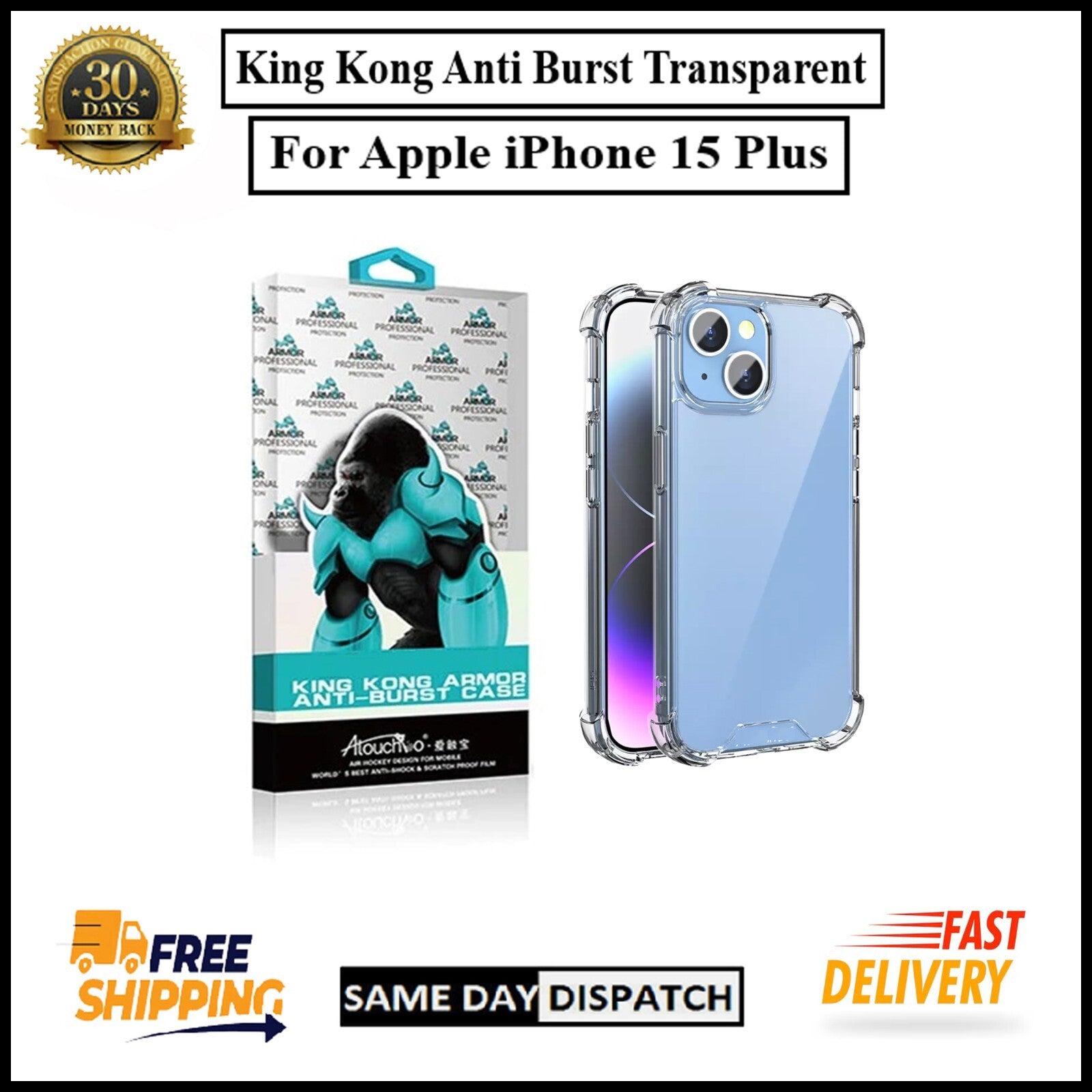 For Apple iPhone 15 Plus King Kong Anti Burst & Silicon Shockproof Case Cover