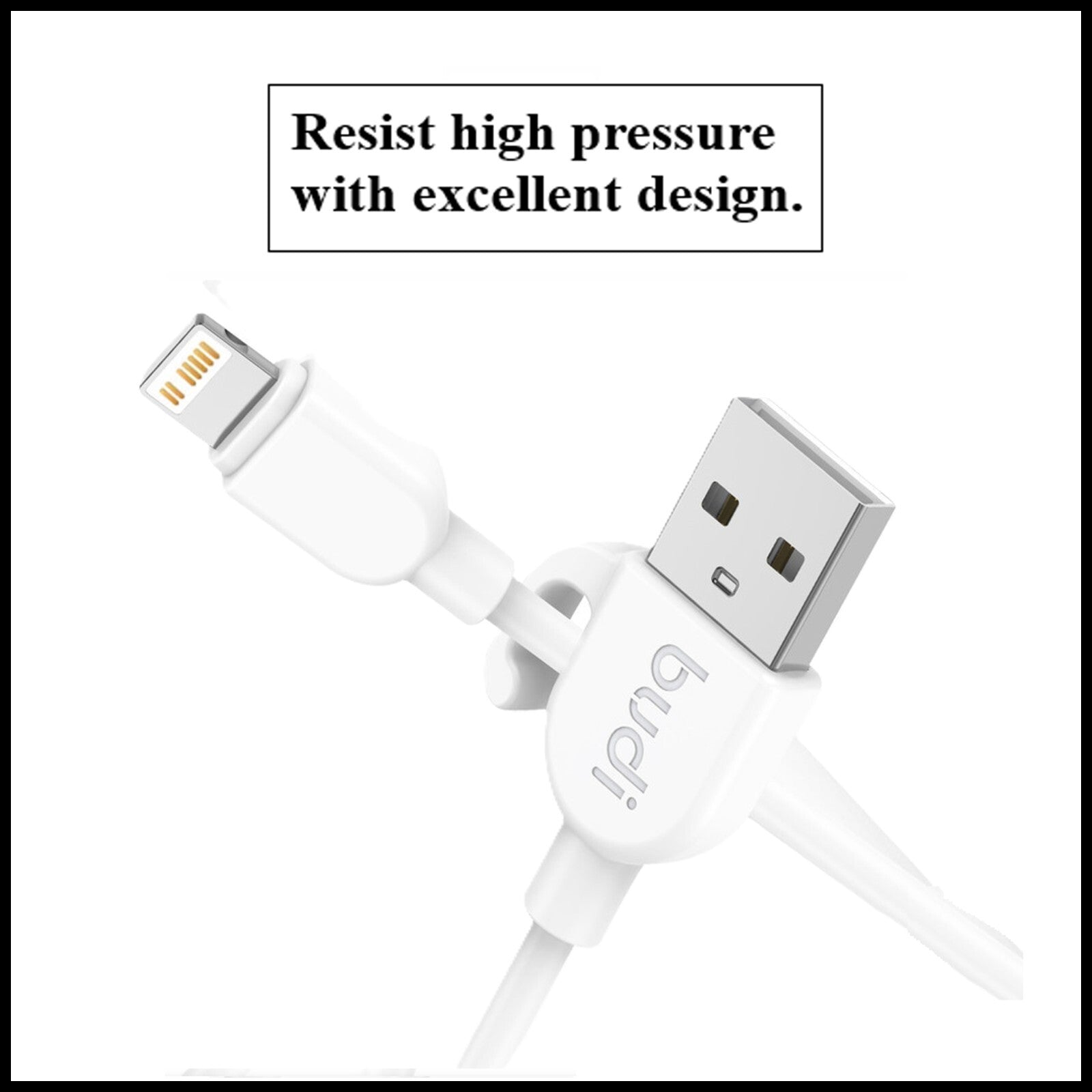 For Budi USB to iPhone 1M Fast Charging Cable 2.4A