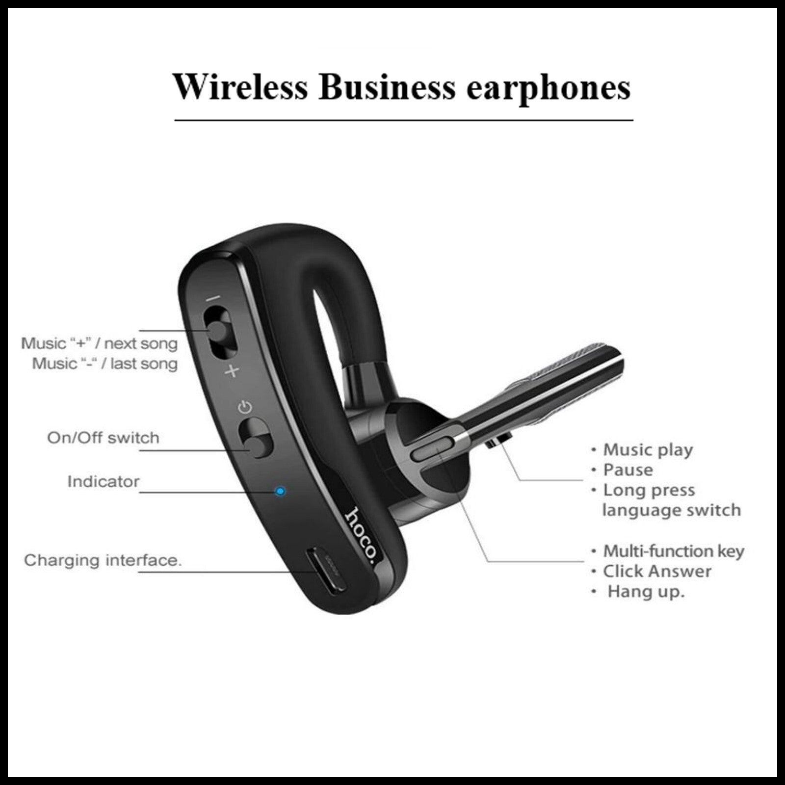 HOCO Wireless E15 Rede Business Bluetooth Earphones With Premium Sound Quality
