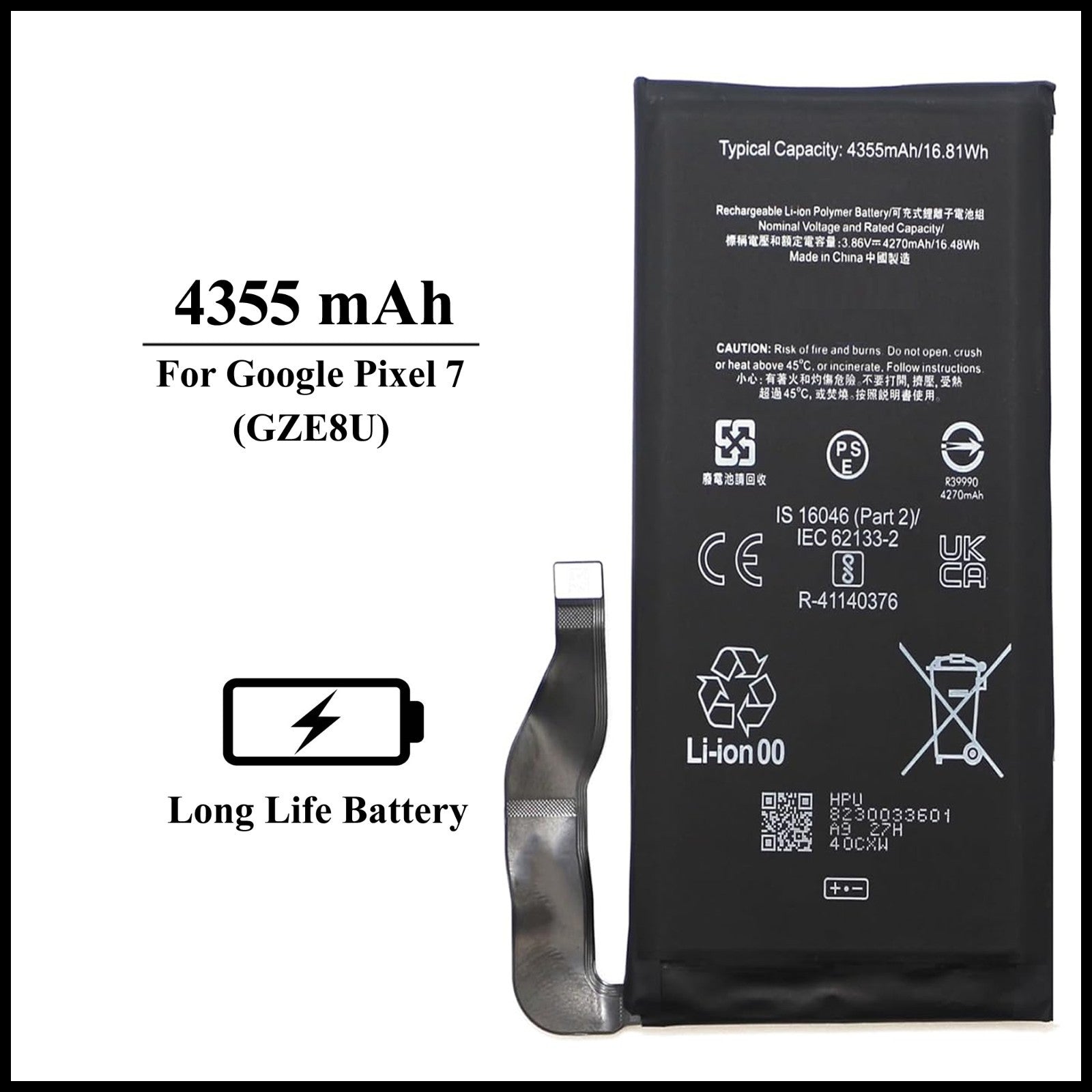 For Google Pixel 7 (GZE8U) 4355mAh+ Internal Replacement Battery