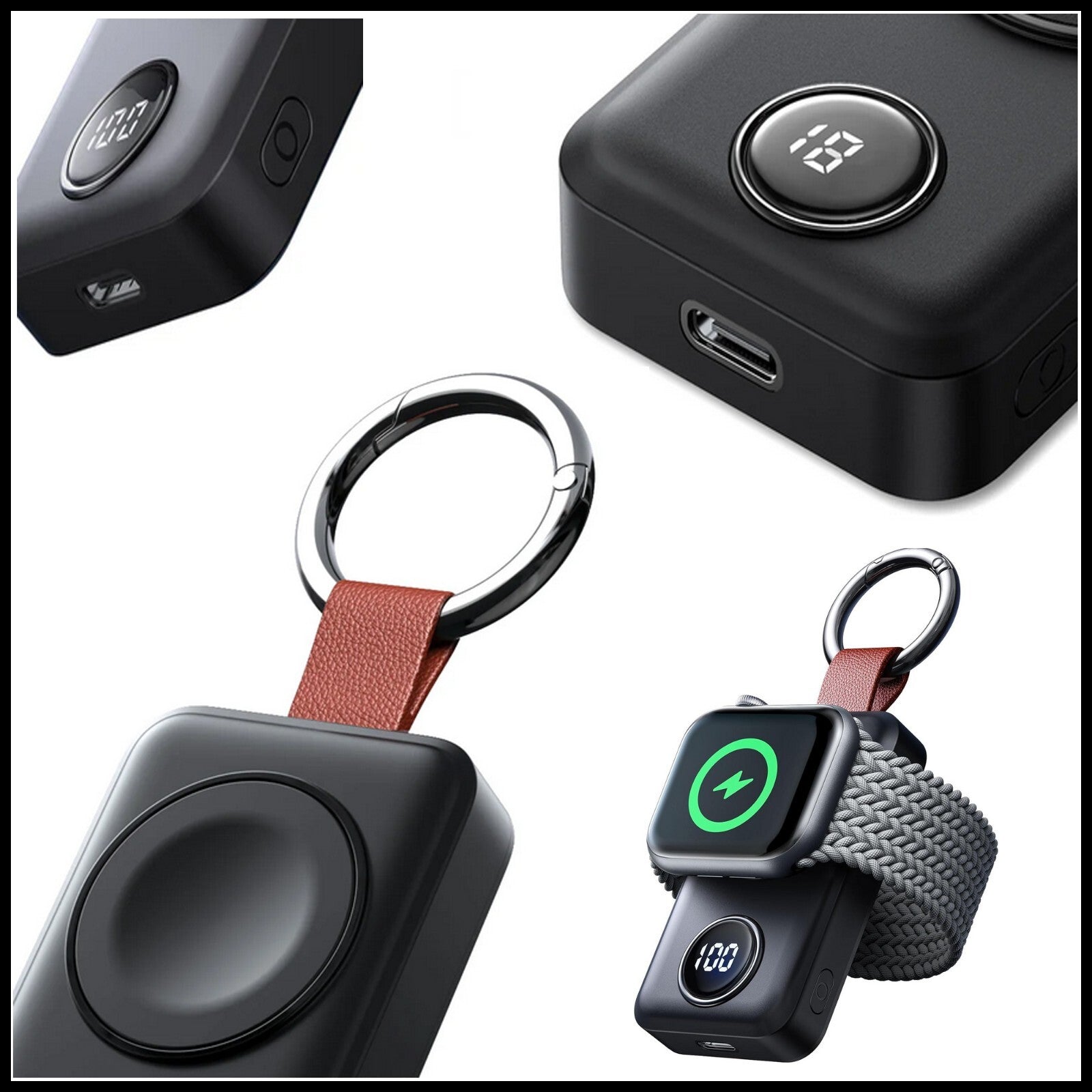 For Joyroom 2000mAh Portable Watch Wireless Charger -Digital Display & Keychain