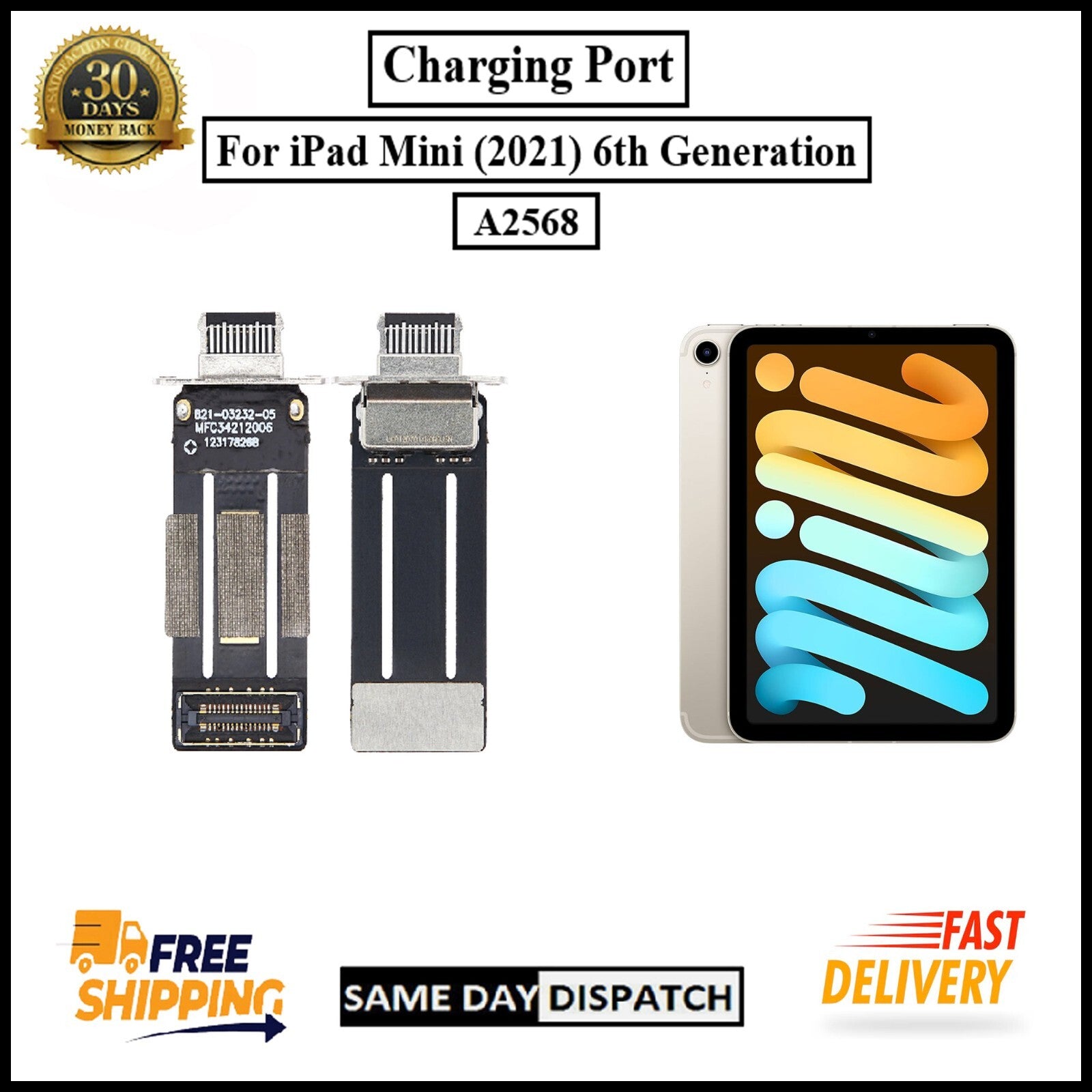 For iPad Mini (2021) 6th Generation / A2568 Charging Port Flex Connector