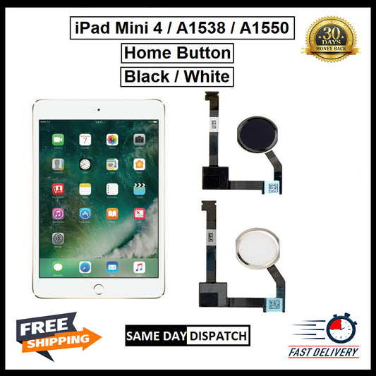 For iPad Mini 4 / A1538 / A1550 Genuine Home Button Flex Black / White
