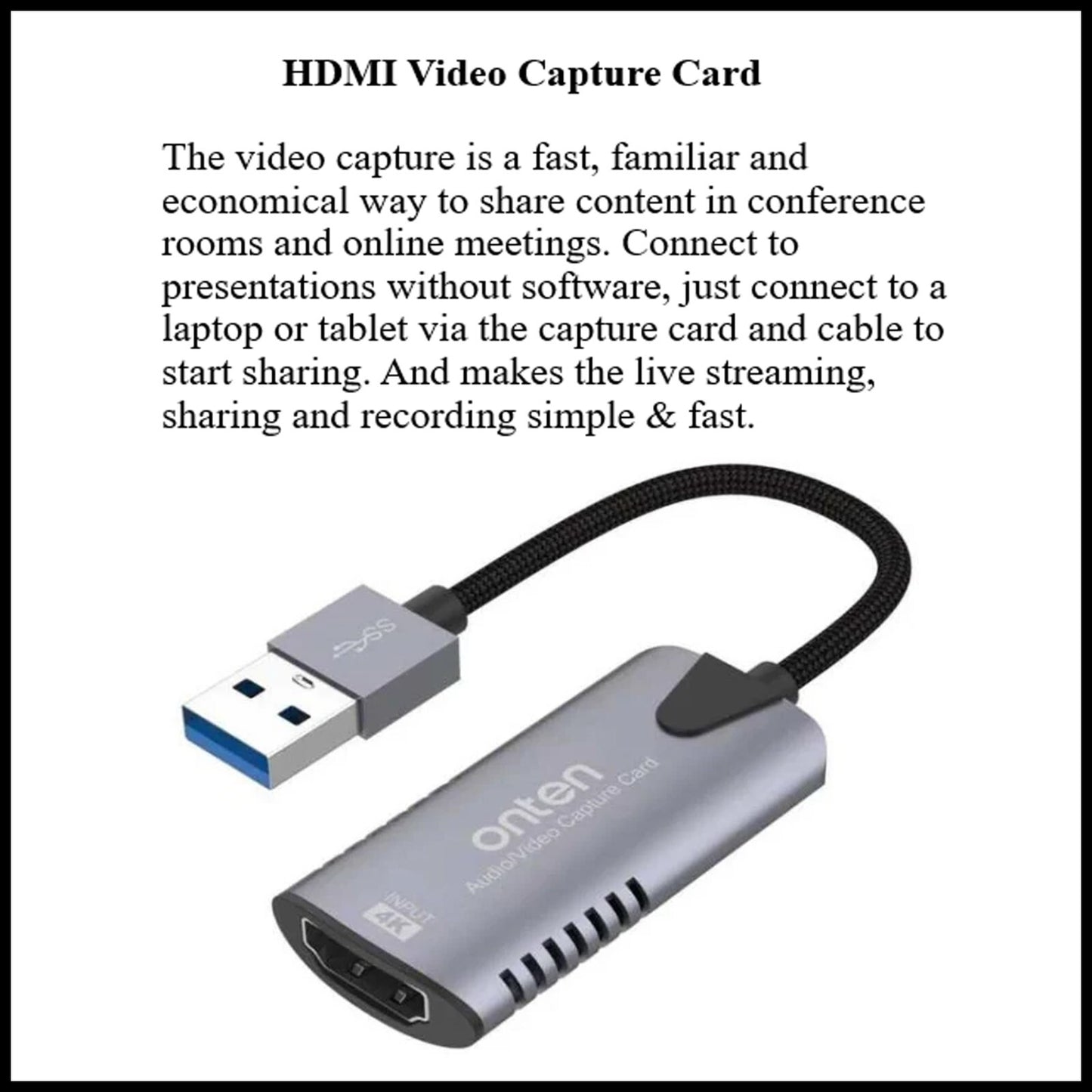 For Onten OTN-US323 USB to Female HDMI Adapter 4k Input 1080p Output