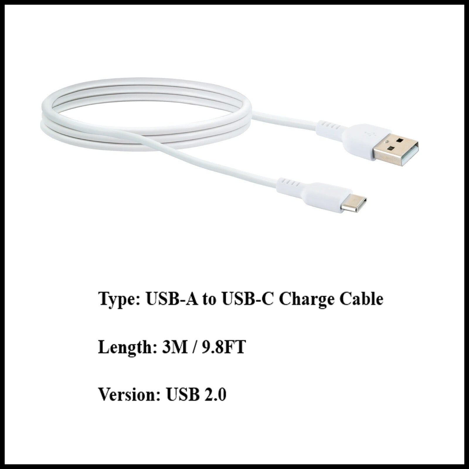 For Budi USB to Type C Fast Charging Cable 3M & For all Mobile Devices