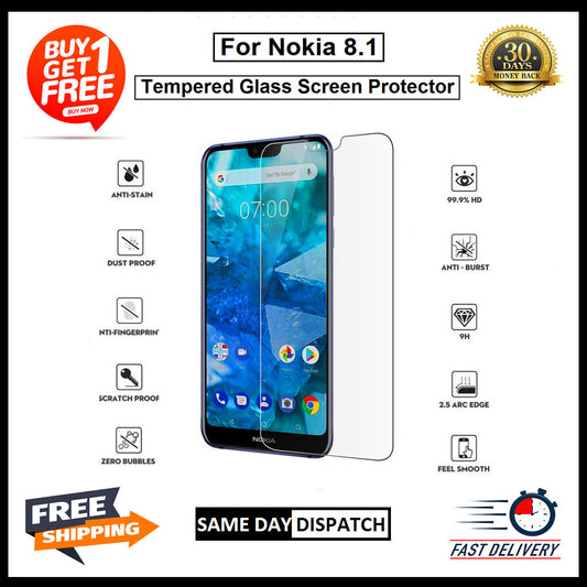 2X For Nokia 2.3/2.4/3.1/3.2/3.4/4.2/5.3/6.2/7.1/7.2/8.1Tempered Glass Protector