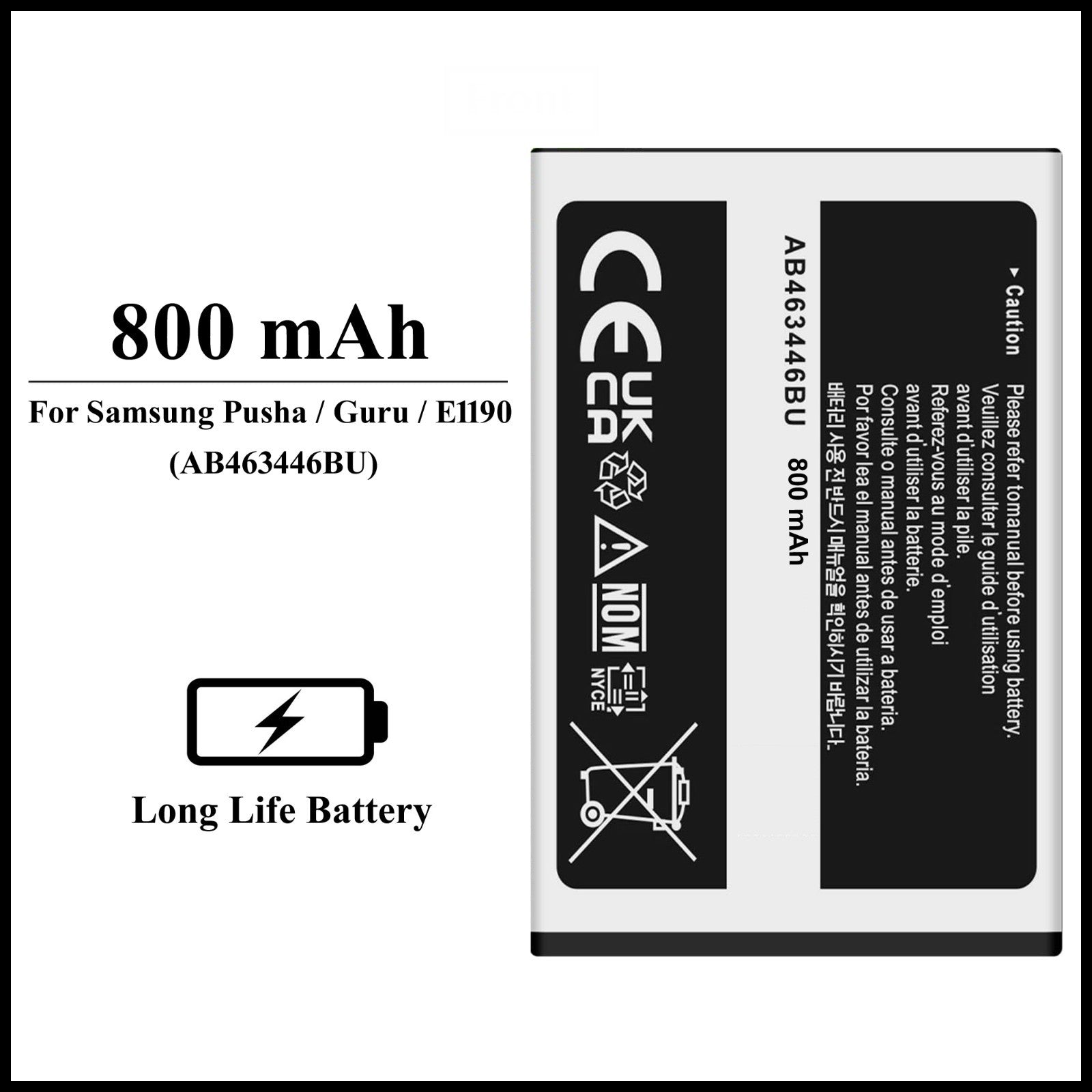 For Samsung Galaxy GT-E1200/E1202/E1190 800mAh+ Internal Replacement Battery