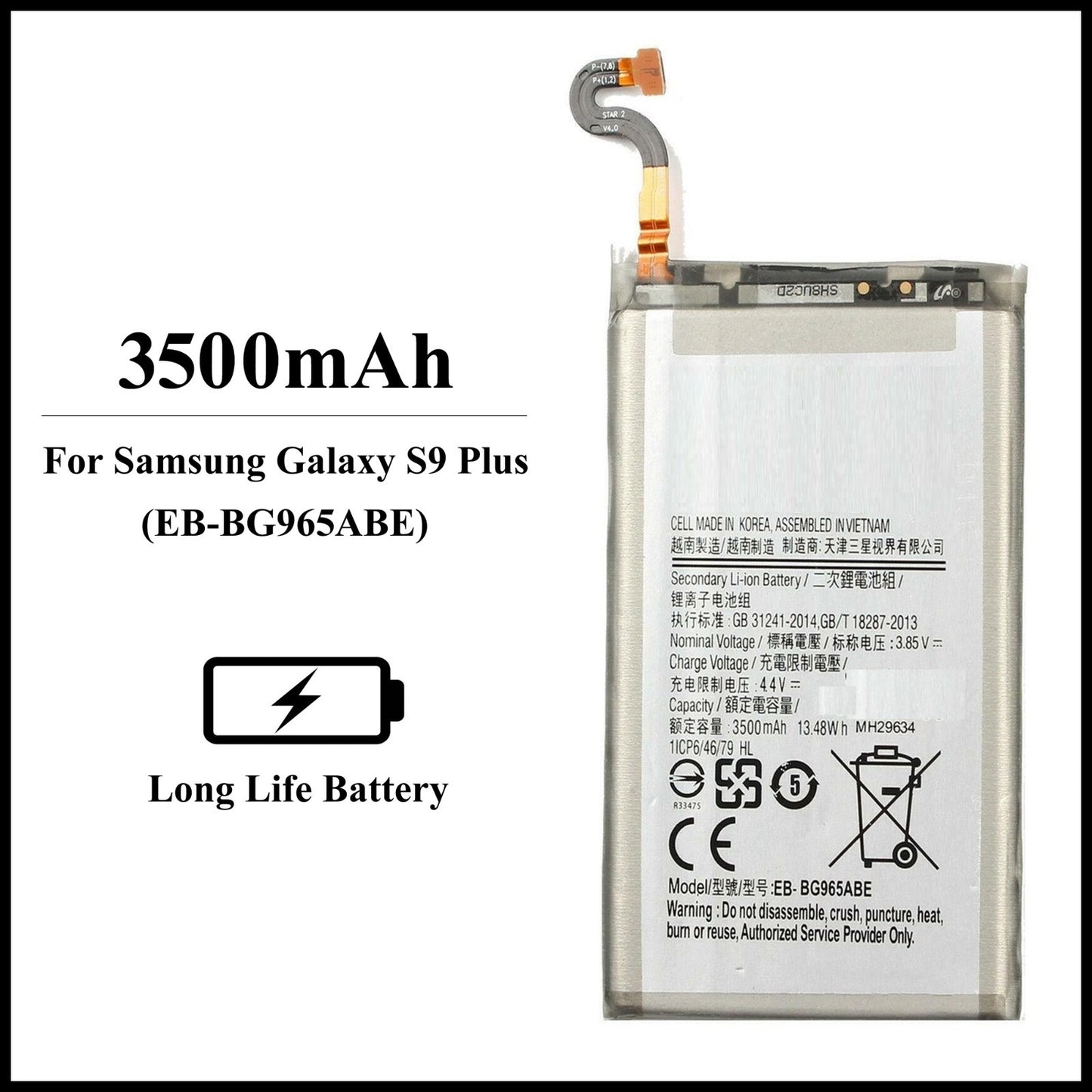 For Samsung Galaxy S9 Plus ( SM-G965F ) 3500mAh Internal Replacement Battery
