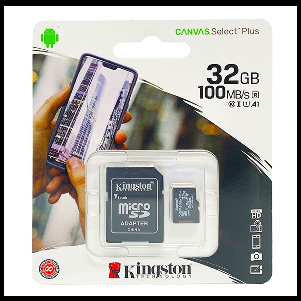 Kingston Micro SD 32gb Memory Card & Adapter & Class 10 & A1