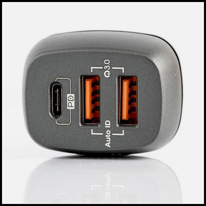 For Budi 48W Dual QC3.0& USB-C PD Car Charger Adapter For Mobile Devices-3 Port