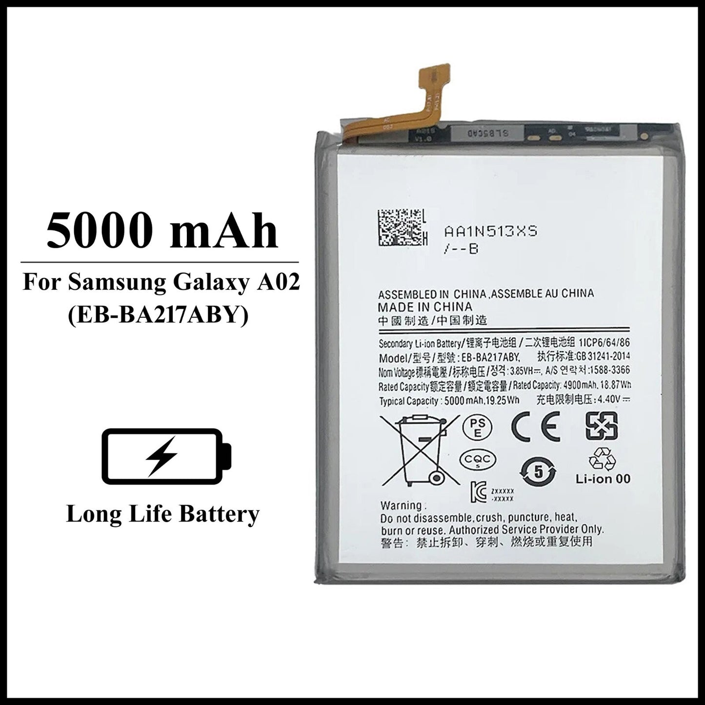 For Samsung Galaxy A02 / ( SM-A022F ) 5000mAh+ Internal Replacement Battery