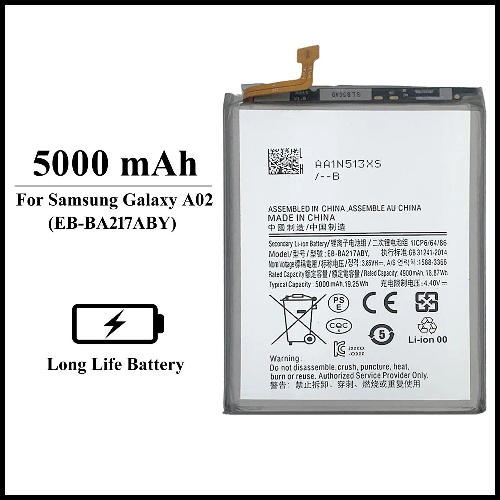 For Samsung Galaxy A02 / ( SM-A022F ) 5000mAh+ Internal Replacement Battery