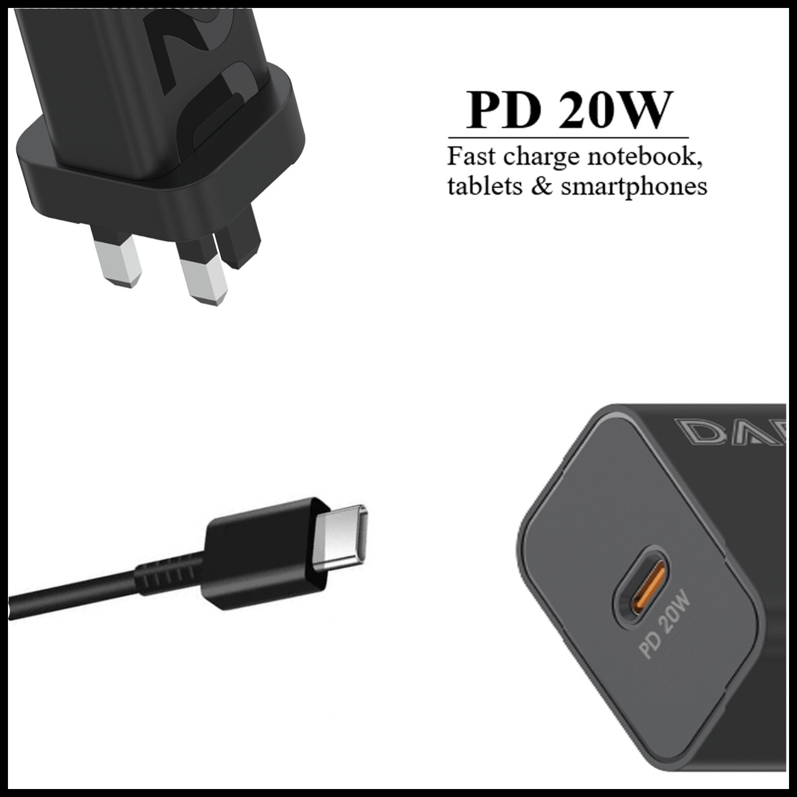 For Dadu 20W Type-C Power Adapter With Type-C to Type-C Fast Charger Cable