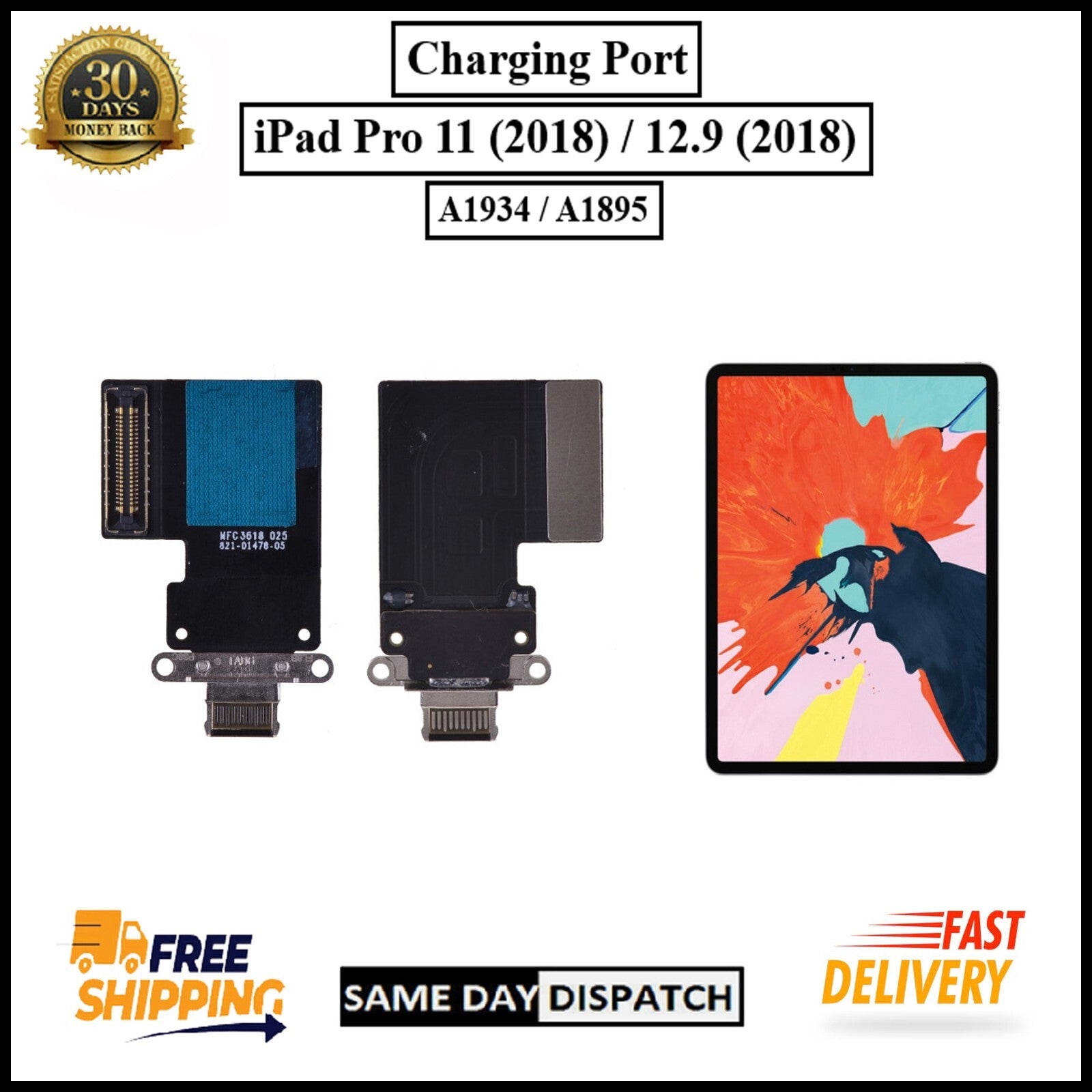 For iPad Pro 11 (2018) / 12.9 ( 2018 ) ( 3rd Gen ) Charging Port Flex Connector