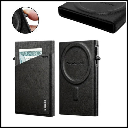 Zhuse Function Card Package Automatic Eject, Pop-up MagSafe Card Wallet-Black