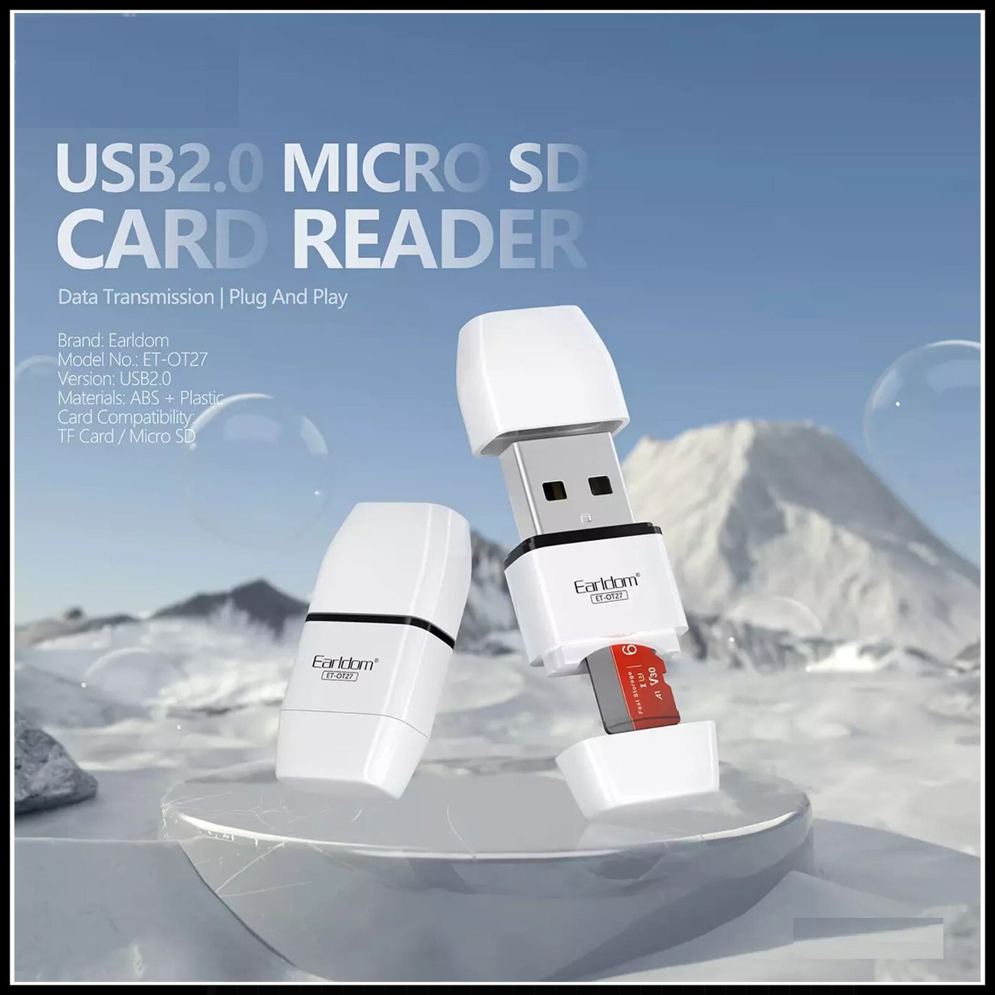 For Earldom ET-OT27  USB 2.0 Micro SD Card Reader-TF Card Adapter for Android,PC