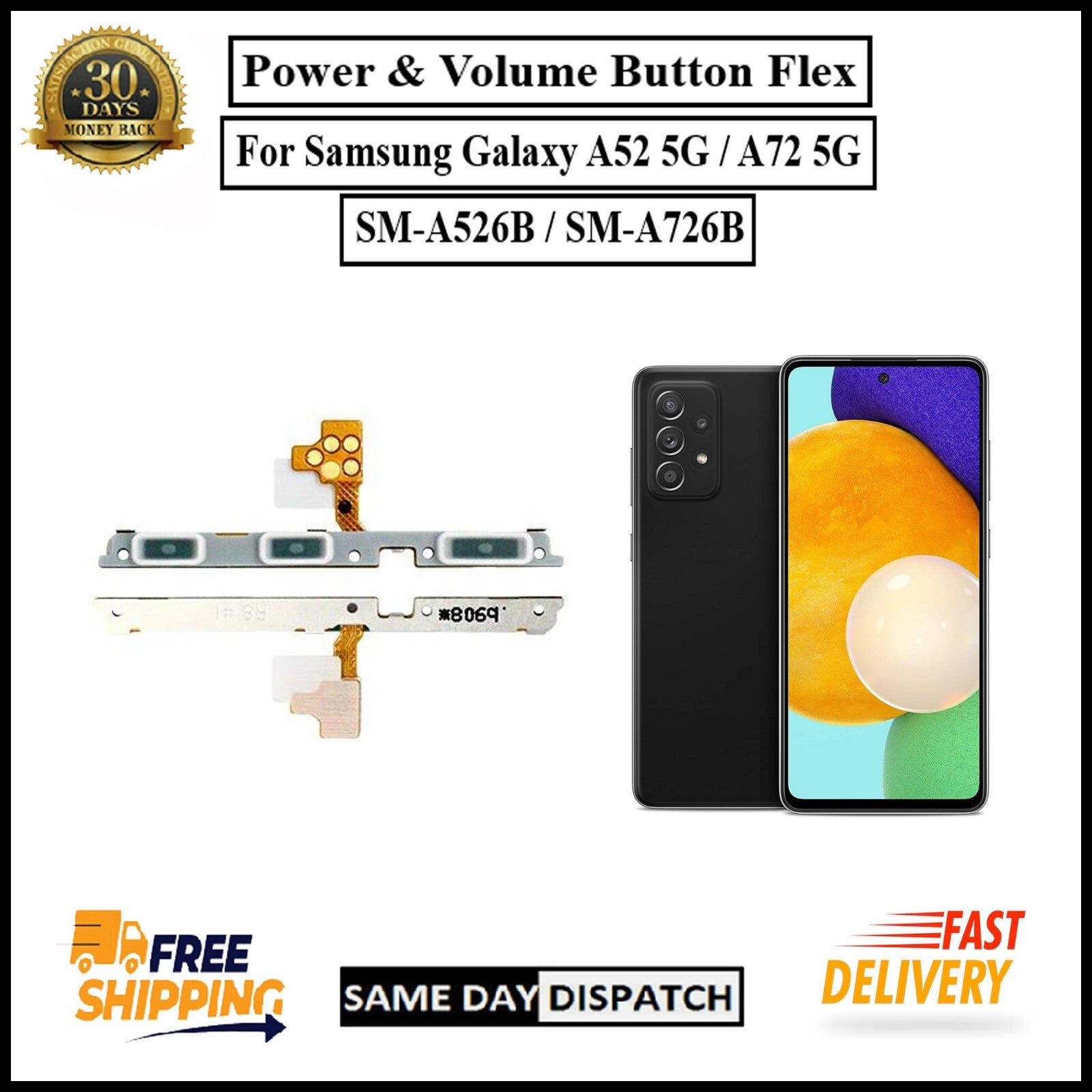 For Samsung Galaxy A52/ A72 5G Power Flex Cable & Volume Button Flex Replacement