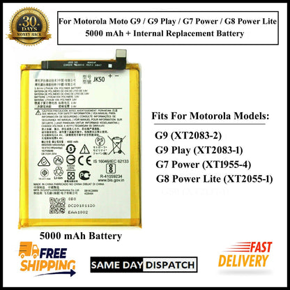 Motorola Moto G9/G9 Play/G7 Power/G8 Power Lite (JK50) 5000mAh+ Internal Battery
