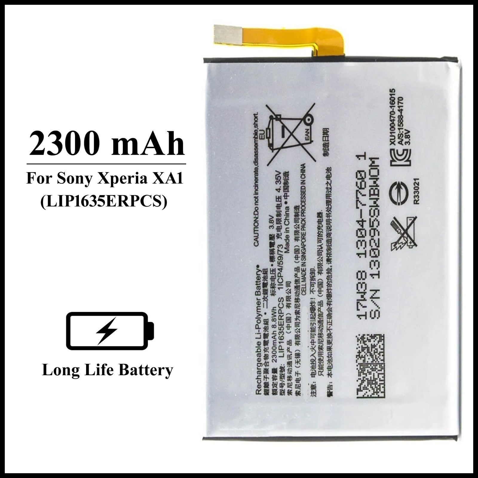 For Sony Xperia XA1 (LIP1635ERPCS) 2300mAh+ Internal Replacement Battery