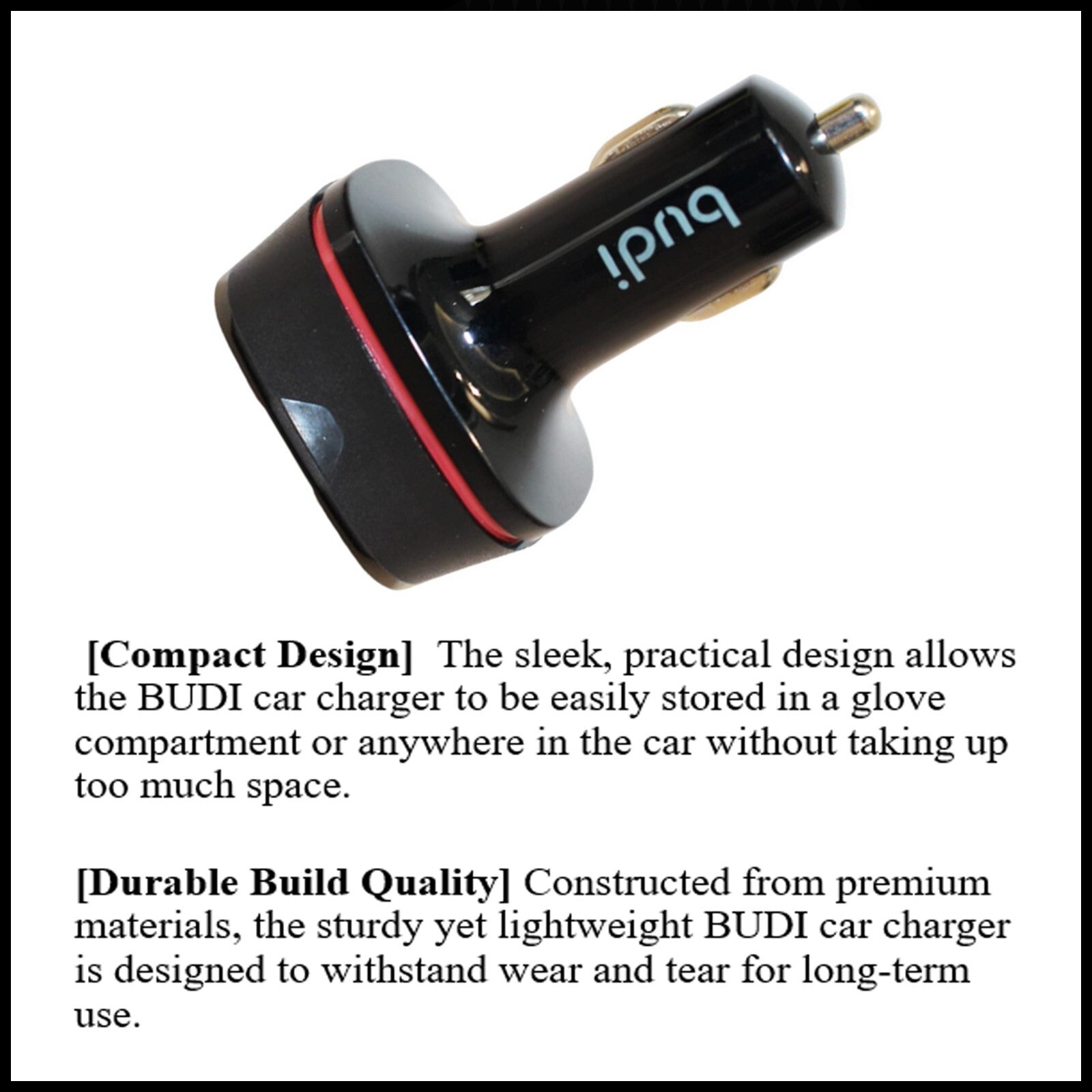 For Budi 60W Fast Car Charger Dual USB-C PD + QC 3.0 Adapter For All Devices