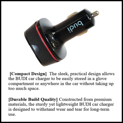 For Budi 60W Fast Car Charger Dual USB-C PD + QC 3.0 Adapter For All Devices