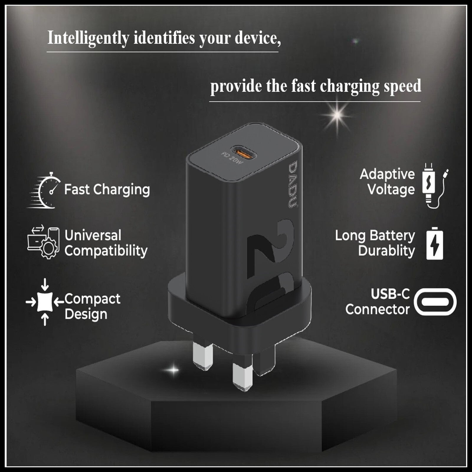For Dadu 20W Type-C Power Adapter With Type-C to Type-C Fast Charger Cable