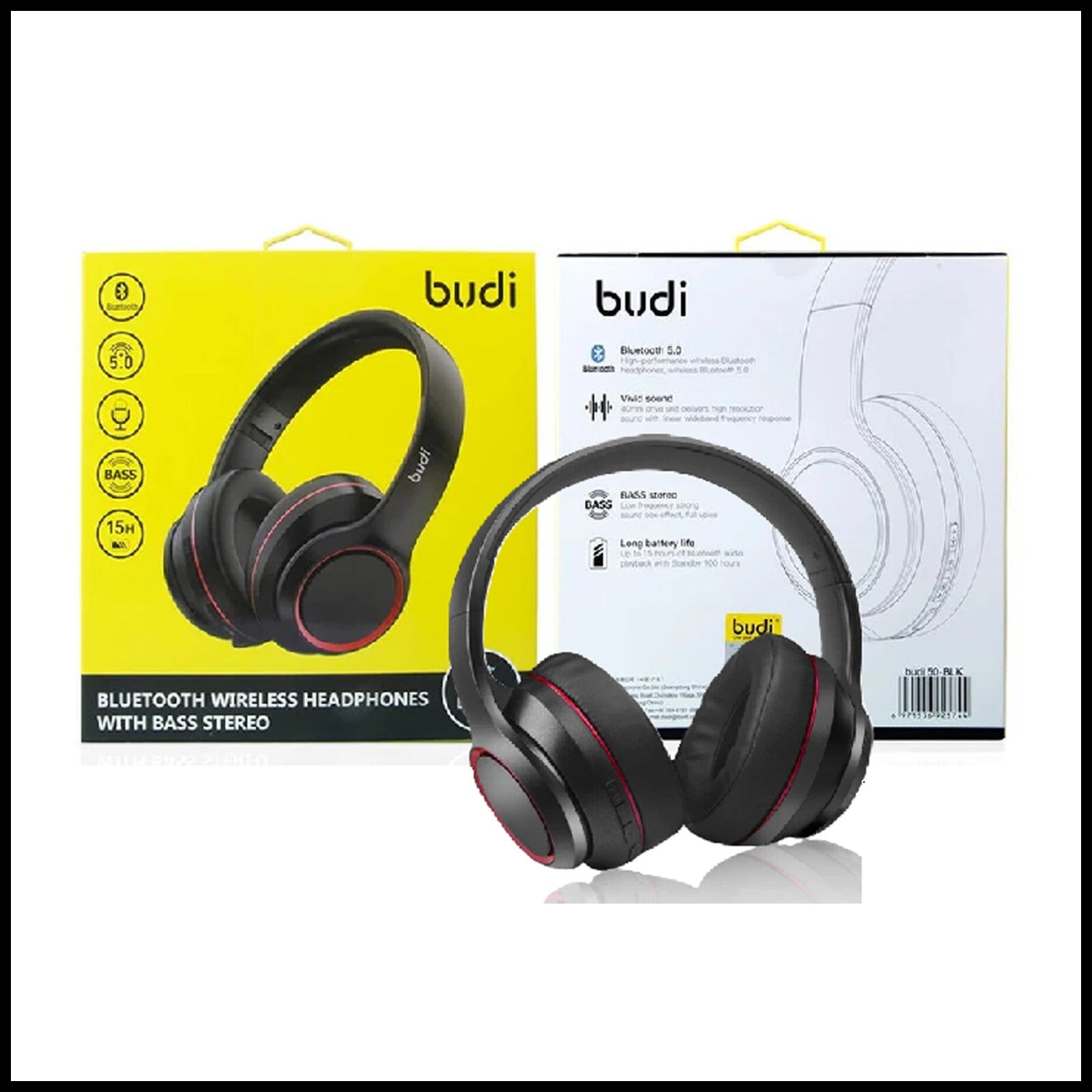 For Budi Bluetooth Wireless Headphones With Bass Stereo