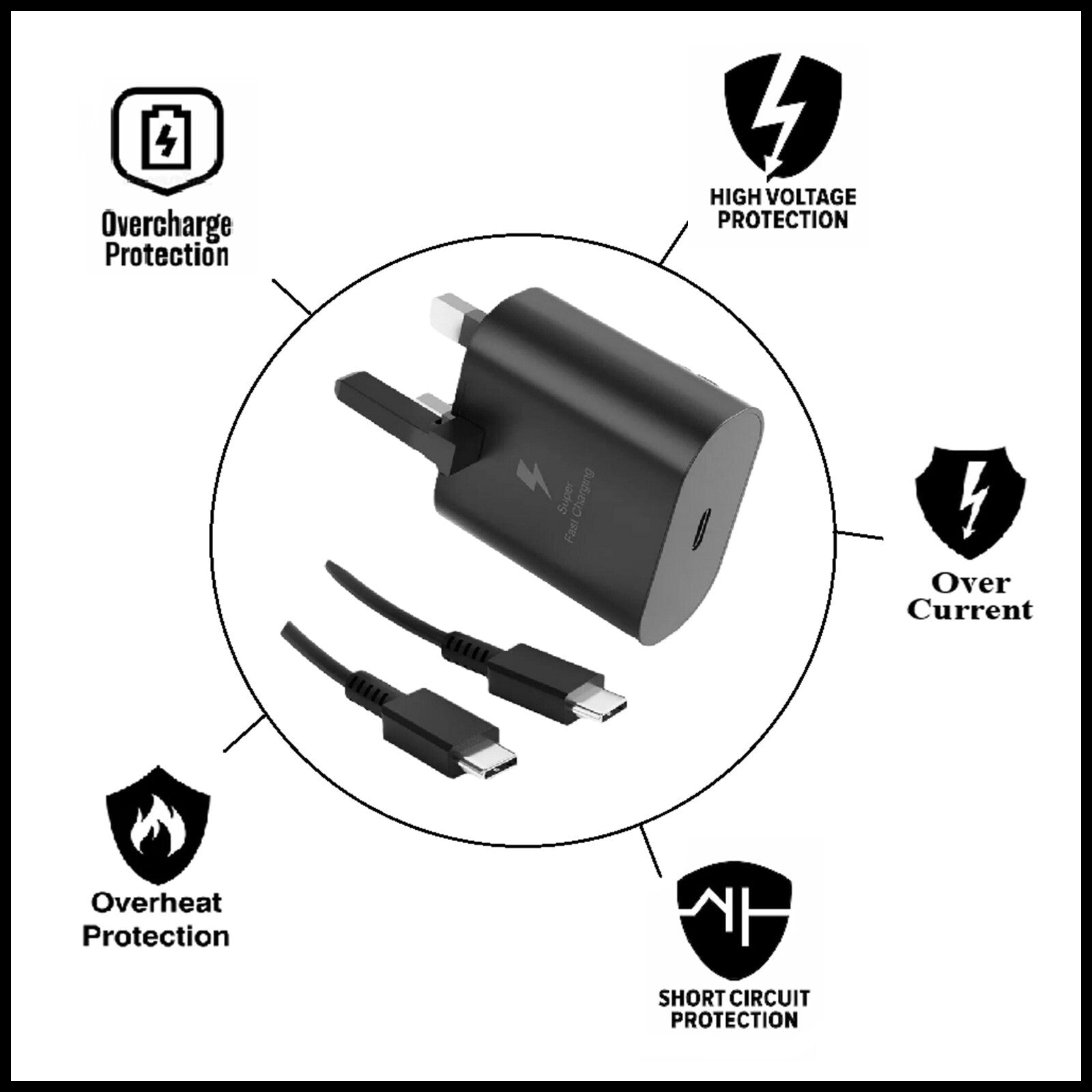 For Dadu 25W Type-C Power Adapter With Type-C to Type-C Fast Charger Cable