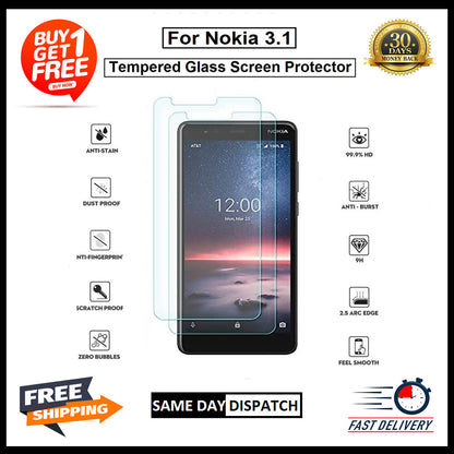 2X For Nokia 2.3/2.4/3.1/3.2/3.4/4.2/5.3/6.2/7.1/7.2/8.1Tempered Glass Protector